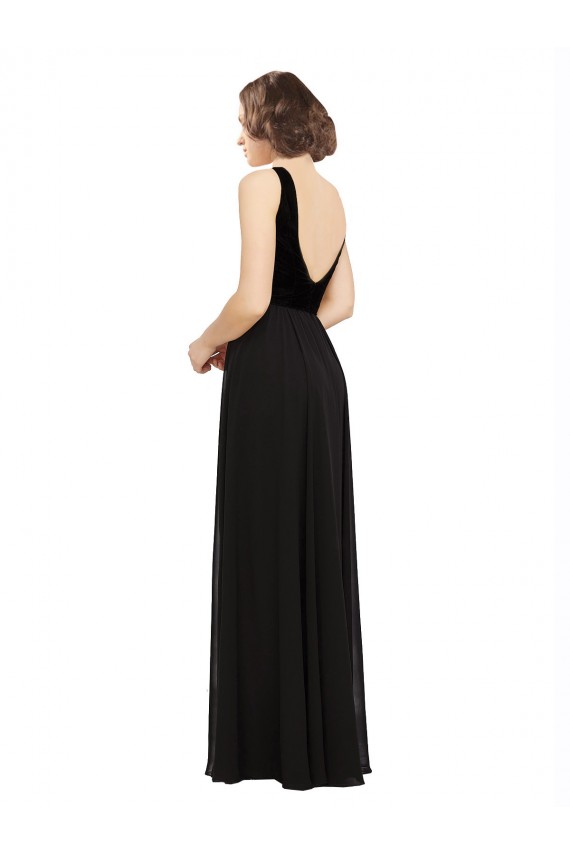 Best Stretch Velvet and Chiffon Prom Dress with V-Neckline