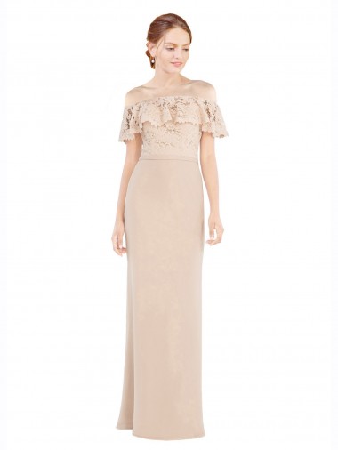 Best Off the Shoulder Sleeves Sheath Chiffon Prom Dress