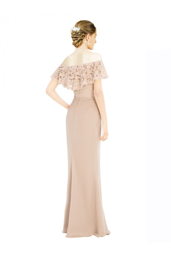 Best Off the Shoulder Sleeves Sheath Chiffon Prom Dress