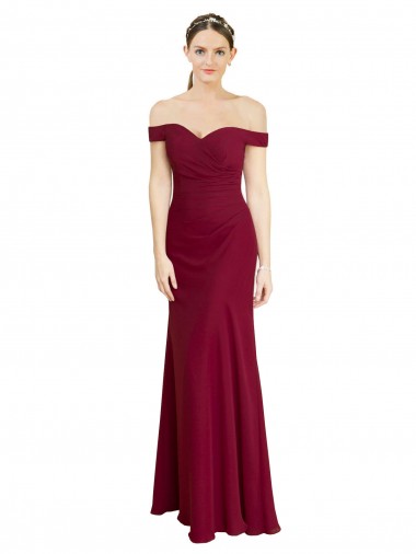 Best Off the Shoulder Long Chiffon Prom Dress with Pleats