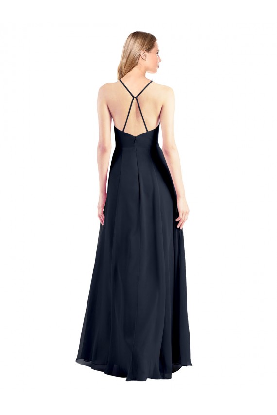 Best Plunging V-Neckline Halter Chiffon Wrap Prom Dress with High Slit