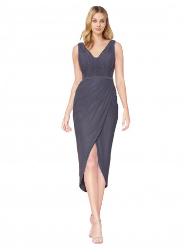 Best High Low V-Neck Chiffon Mermaid Wrap Prom Dress