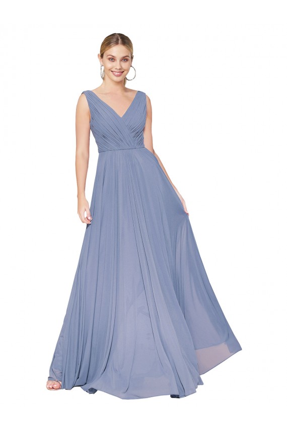 Best Floor Length High Neck V-Back Chiffon Prom Dress
