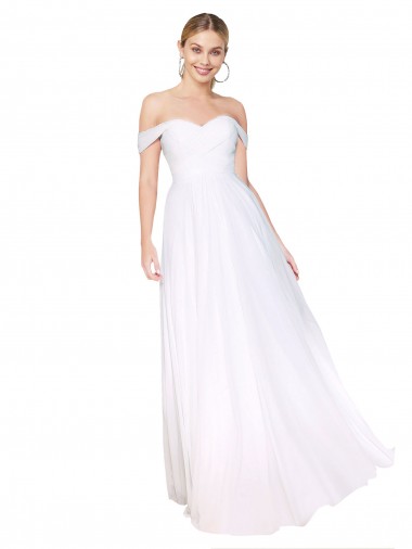 Best Off the Shoulder Long Full Length Chiffon Prom Dress