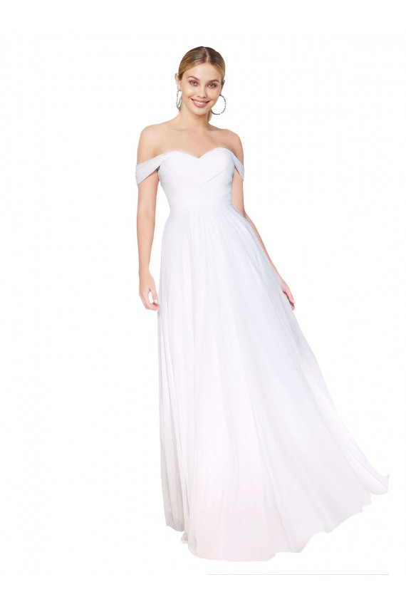 Best Off the Shoulder Long Full Length Chiffon Prom Dress
