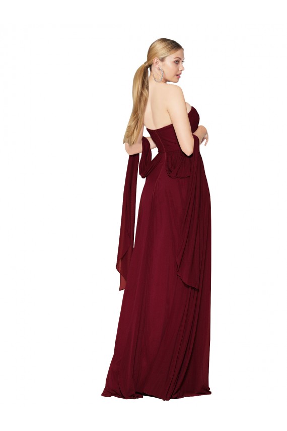 Best Draped Strapless Long A-Line Chiffon Prom Dress
