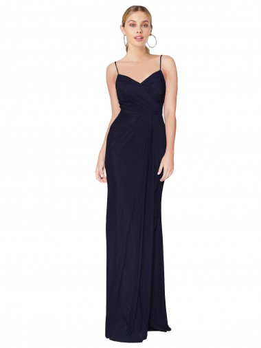 Best Draped Spaghetti Straps Long Chiffon Mermaid Prom Dress