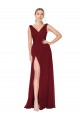 Best Draped Mermaid Long V-Neck Chiffon Prom Dress with High Slit
