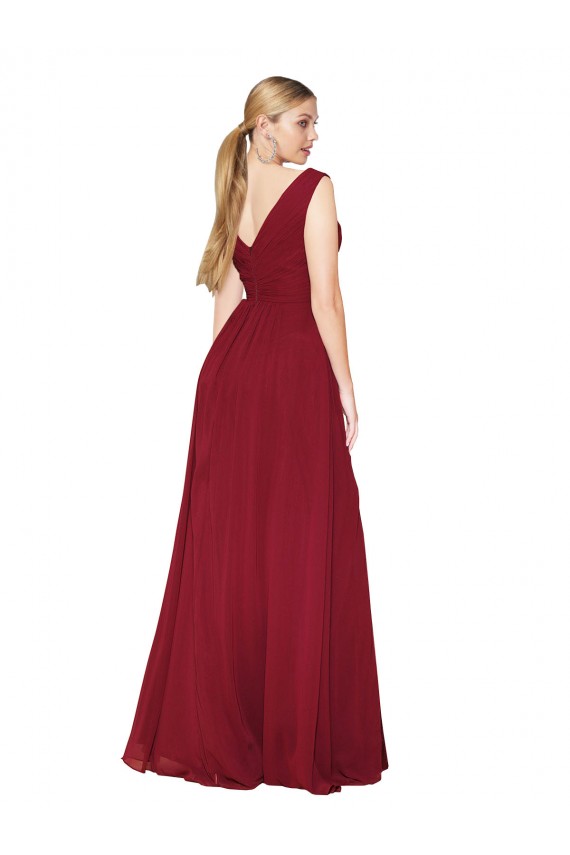 Best Draped Mermaid Long V-Neck Chiffon Prom Dress with High Slit