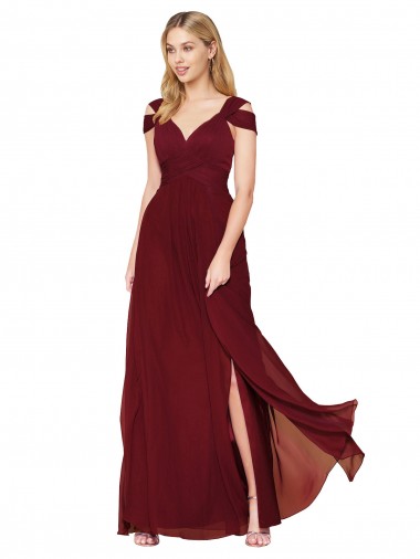 Best Off the Shoulder Long Chiffon Prom Dress with Side Slit