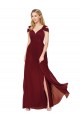 Best Off the Shoulder Long Chiffon Prom Dress with Side Slit