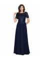 Best Short Sleeves A-Line Long Chiffon Prom Dress with Beaded Bodice