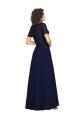 Best Short Sleeves A-Line Long Chiffon Prom Dress with Beaded Bodice