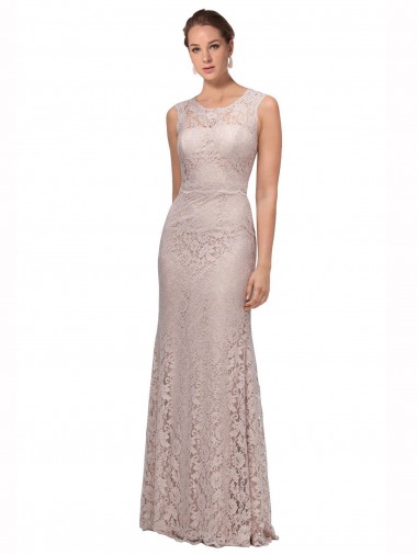 Best Long Sleeveless All Lace Prom Dress with Scoop Neckline