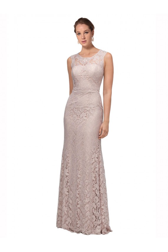 Best Long Sleeveless All Lace Prom Dress with Scoop Neckline