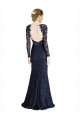Best Illusion Long Sleeves Lace Prom Dress with Sheer Keyhole Back