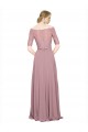 Best Off the Shoulder Lace Crop Top A-Line Chiffon Prom Dress