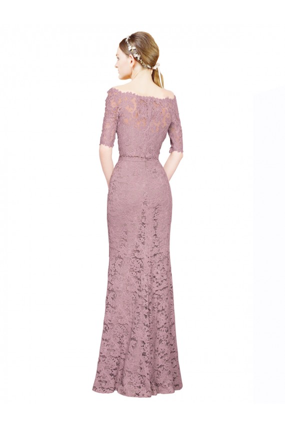 Best Short Sleeves Crop Top Mermaid Lace Prom Dress