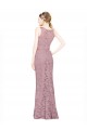 Best Sleeveless Crop Top High Neck Mermaid Lace Prom Dress