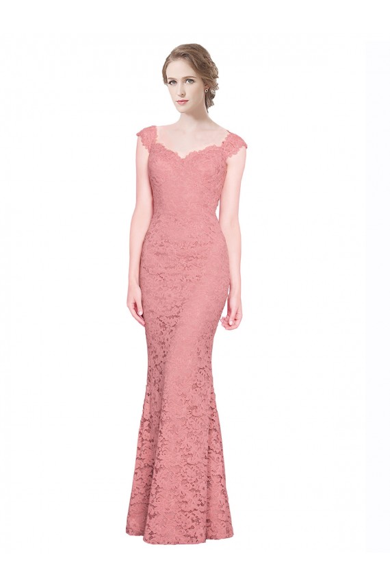 Best Sweetheart Mermaid Long Lace Prom Dress with Wide Straps