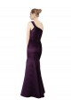 Best Long Ruched Neckline One Shoulder Satin Prom Dress