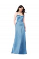 Best Crossing Strap Back Pleated Bodice Long Satin Prom Dress