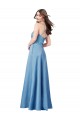 Best Crossing Strap Back Pleated Bodice Long Satin Prom Dress