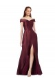 Best Long Off the Shoulder Satin Prom Dress with Thigh-high Slit