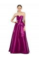 Best Sleeveless V-Neck Long Satin Prom Dress with Bow Waist