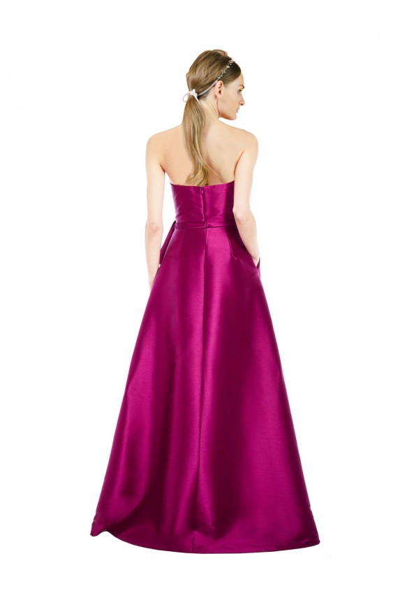 Best Sleeveless V-Neck Long Satin Prom Dress with Bow Waist