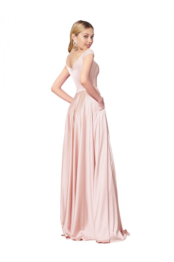 Best A-Line Off the Shoulder Sweetheart Satin Prom Dress