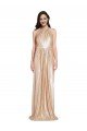 Best Floor Length Halter Neck Sparkling Sequin Prom Dress with Pleats