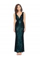 Best V-Neck Full Length Sequin Prom Dress with Draped Back