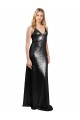 Best Full Length A-Line Sequin Prom Dress with Spaghetti Straps V-Neckline