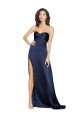 Best Knotted Sweetheart Silky Satin Prom Dress with High Side Split