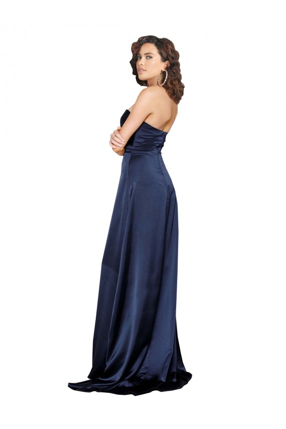 Best Knotted Sweetheart Silky Satin Prom Dress with High Side Split