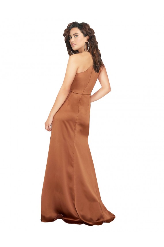 Best One Shoulder Silky Satin Prom Dress
