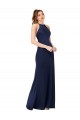 Best High Neck Satin Prom Dress with Strappy Back