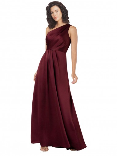 Best One Shoulder Silky Satin Prom Dress with Subtle Pleats