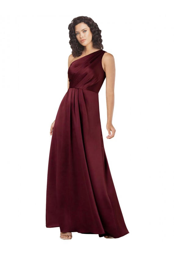 Best One Shoulder Silky Satin Prom Dress with Subtle Pleats