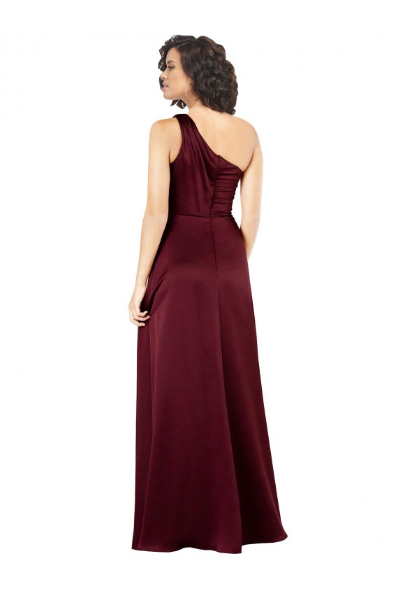 Best One Shoulder Silky Satin Prom Dress with Subtle Pleats