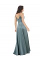 Best Silky Satin Floor-Length Long Prom Dress with V-Neckline