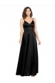 Best Silky Satin Floor-Length Long Prom Dress with V-Neckline