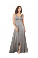 Best Plunging V-Neckline Long A-Line Silky Satin Prom Dress