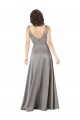 Best Plunging V-Neckline Long A-Line Silky Satin Prom Dress