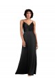 Best Full Length V-Neckline Silky Satin Prom Dress with Spaghetti Straps