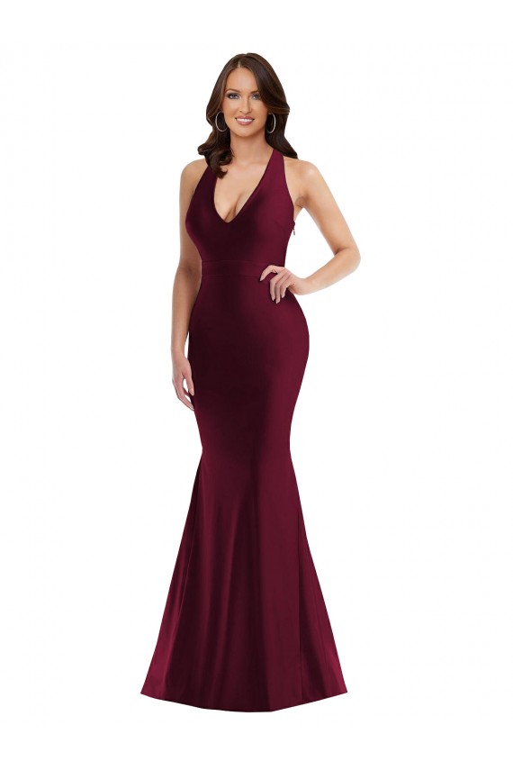 Best Plunge Neckline Cutout Low Back Silky Satin Mermaid Prom Dress