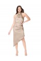 Best Silky Satin High Low Midi Length Cocktail Prom Dress / Homecoming Dress with Asymmetric Skirt