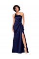 Best One Shoulder Silky Satin Prom Dress with Skirt Slit