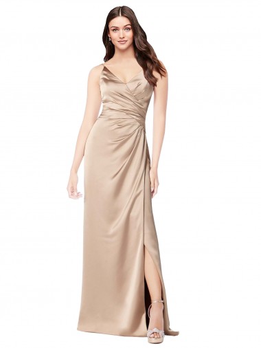 Best Silky Satin Prom Dress with Draped Surplice Bodice